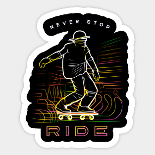 Skateboard Rider Quotes: Minimalist Line Art Design Sticker